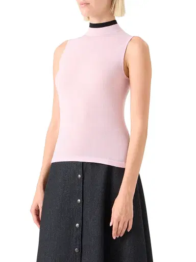 Akris punto Women's Mock Turtleneck Sleeveless Wool Top - Rose Black | Thumbnail 4 Akris punto Women's Mock Turtleneck Sleeveless Wool Top - Rose Black | Thumbnail 4