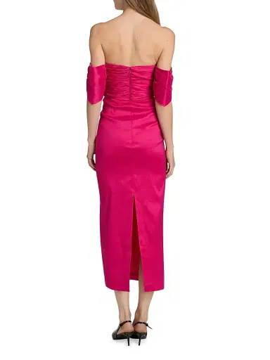 Kika Vargas Women's Adele Taffeta Off-the-Shoulder Midi-Dress - Fuchsia - Size 4 | Thumbnail 5 Kika Vargas Women's Adele Taffeta Off-the-Shoulder Midi-Dress - Fuchsia - Size 4 | Thumbnail 5