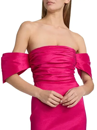 Kika Vargas Women's Adele Taffeta Off-the-Shoulder Midi-Dress - Fuchsia - Size 4 | Thumbnail 6 Kika Vargas Women's Adele Taffeta Off-the-Shoulder Midi-Dress - Fuchsia - Size 4 | Thumbnail 6