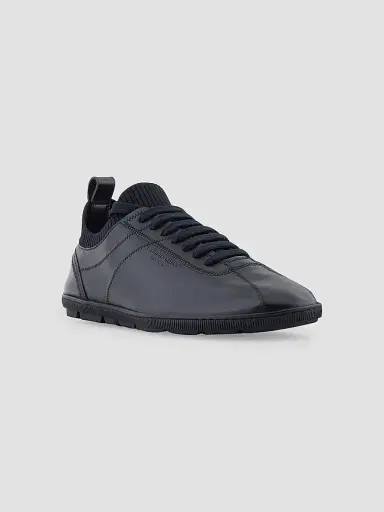 Giorgio Armani Men's Leather Knit-Lining Low-Top Sneakers - Black - Size 9.5 | Thumbnail 2 Giorgio Armani Men's Leather Knit-Lining Low-Top Sneakers - Black - Size 9.5 | Thumbnail 2
