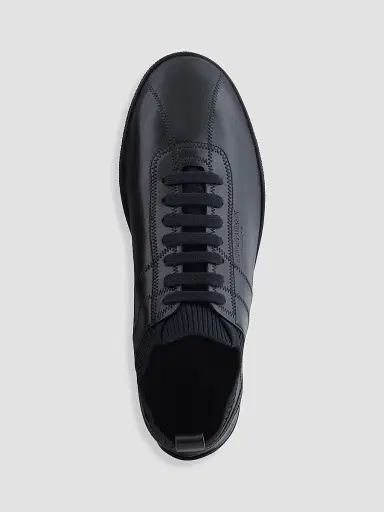 Giorgio Armani Men's Leather Knit-Lining Low-Top Sneakers - Black - Size 9.5 | Thumbnail 6 Giorgio Armani Men's Leather Knit-Lining Low-Top Sneakers - Black - Size 9.5 | Thumbnail 6