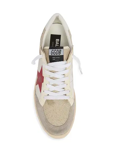 Golden Goose Men's Ball Star Mesh & Leather Low-Top Sneakers - Beige | Thumbnail 6 Golden Goose Men's Ball Star Mesh & Leather Low-Top Sneakers - Beige | Thumbnail 6