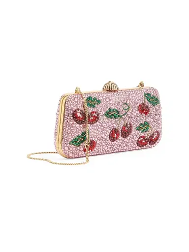 Valentino Garavani Women's Carry Secrets Minaudiere Clutch with Cherryfic Rhinestone Motif - Pink | Thumbnail 4 Valentino Garavani Women's Carry Secrets Minaudiere Clutch with Cherryfic Rhinestone Motif - Pink | Thumbnail 4