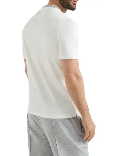 Brunello Cucinelli Men's Cotton Jersey T-Shirt with Print - Off White | Thumbnail 3 Brunello Cucinelli Men's Cotton Jersey T-Shirt with Print - Off White | Thumbnail 3