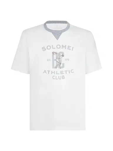 Brunello Cucinelli Men's Cotton Jersey T-Shirt with Print - Off White | Thumbnail 1 Brunello Cucinelli Men's Cotton Jersey T-Shirt with Print - Off White | Thumbnail 1