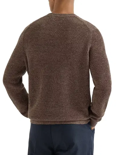 Brunello Cucinelli Men's Cotton And Linen Half English Rib Knit Sweater with Henley Collar - Hazelnut - Size 40 | Thumbnail 3 Brunello Cucinelli Men's Cotton And Linen Half English Rib Knit Sweater with Henley Collar - Hazelnut - Size 40 | Thumbnail 3