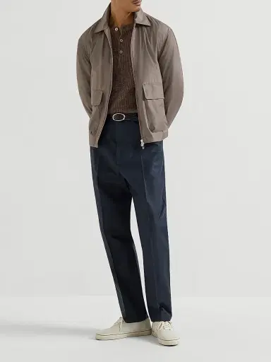 Brunello Cucinelli Men's Cotton And Linen Half English Rib Knit Sweater with Henley Collar - Hazelnut - Size 40 | Thumbnail 6 Brunello Cucinelli Men's Cotton And Linen Half English Rib Knit Sweater with Henley Collar - Hazelnut - Size 40 | Thumbnail 6