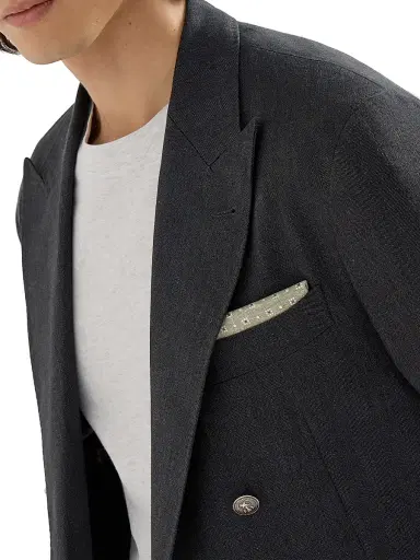 Brunello Cucinelli Men's Silk Patterned Pocket Square | Thumbnail 2 Brunello Cucinelli Men's Silk Patterned Pocket Square | Thumbnail 2