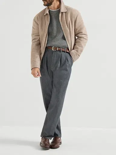 Brunello Cucinelli Men's Cashmere English Rib Sweater with Raglan Sleeves - Dark Grey | Thumbnail 6 Brunello Cucinelli Men's Cashmere English Rib Sweater with Raglan Sleeves - Dark Grey | Thumbnail 6
