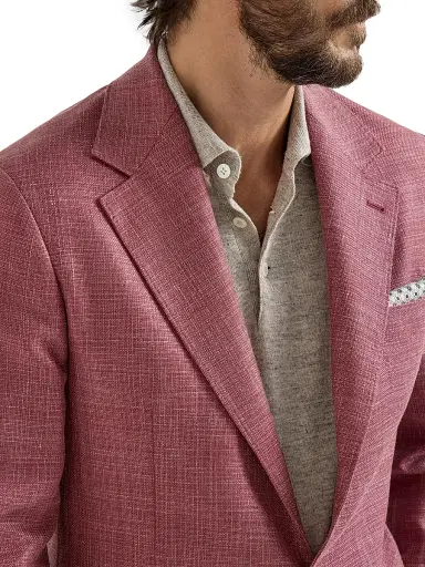 Brunello Cucinelli Men's Slubbed Virgin Wool, Silk and Linen Hopsack Deconstructed Cavallo Blazer | Thumbnail 5 Brunello Cucinelli Men's Slubbed Virgin Wool, Silk and Linen Hopsack Deconstructed Cavallo Blazer | Thumbnail 5