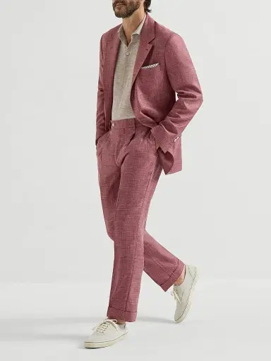 Brunello Cucinelli Men's Slubbed Virgin Wool, Silk and Linen Hopsack Deconstructed Cavallo Blazer | Thumbnail 6 Brunello Cucinelli Men's Slubbed Virgin Wool, Silk and Linen Hopsack Deconstructed Cavallo Blazer | Thumbnail 6