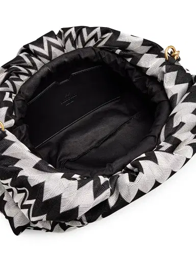 Missoni Women's Ruched Optical Wave Zigzag Raschel-Knit Pouch - Black White | Thumbnail 4 Missoni Women's Ruched Optical Wave Zigzag Raschel-Knit Pouch - Black White | Thumbnail 4