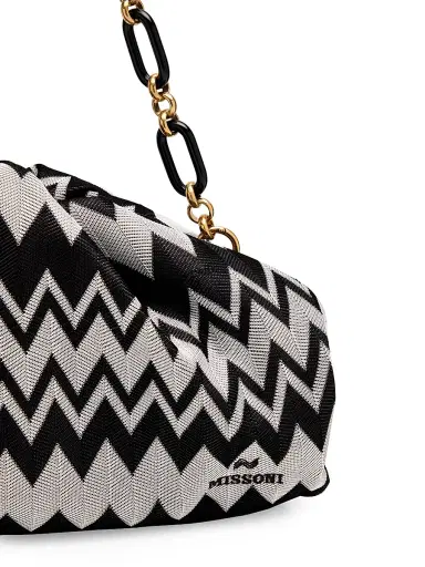 Missoni Women's Ruched Optical Wave Zigzag Raschel-Knit Pouch - Black White | Thumbnail 6 Missoni Women's Ruched Optical Wave Zigzag Raschel-Knit Pouch - Black White | Thumbnail 6