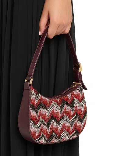 Missoni Women's Mini Chevron Raschel & Leather Hobo Bag - Red Multi | Thumbnail 2 Missoni Women's Mini Chevron Raschel & Leather Hobo Bag - Red Multi | Thumbnail 2