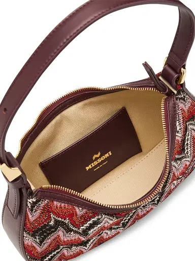 Missoni Women's Mini Chevron Raschel & Leather Hobo Bag - Red Multi | Thumbnail 4 Missoni Women's Mini Chevron Raschel & Leather Hobo Bag - Red Multi | Thumbnail 4