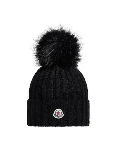 Moncler Women's Beanie in Wool - Black | Thumbnail 1 Moncler Women's Beanie in Wool - Black | Thumbnail 1