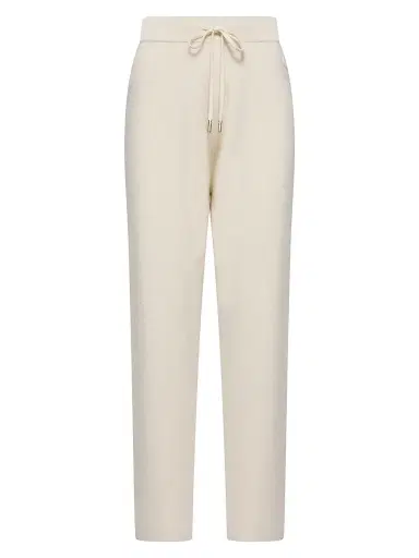 Moncler Women's Jogging Pants in Wool & Cashmere - White | Thumbnail 1 Moncler Women's Jogging Pants in Wool & Cashmere - White | Thumbnail 1