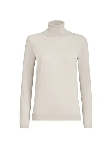 Brunello Cucinelli Women's Sparkling Cashmere and Silk Lightweight Turtleneck Sweater - Pearl Grey - Size XXXXL | Thumbnail 1 Brunello Cucinelli Women's Sparkling Cashmere and Silk Lightweight Turtleneck Sweater - Pearl Grey - Size XXXXL | Thumbnail 1