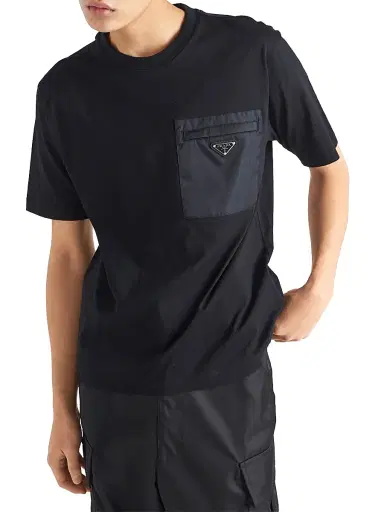 Prada Men's Re-Nylon and Jersey T-Shirt | Thumbnail 2 Prada Men's Re-Nylon and Jersey T-Shirt | Thumbnail 2