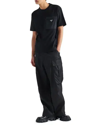 Prada Men's Re-Nylon and Jersey T-Shirt | Thumbnail 5 Prada Men's Re-Nylon and Jersey T-Shirt | Thumbnail 5