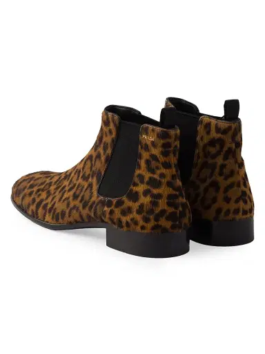 Prada Women's Printed Leather Booties - Beige Black | Thumbnail 3 Prada Women's Printed Leather Booties - Beige Black | Thumbnail 3
