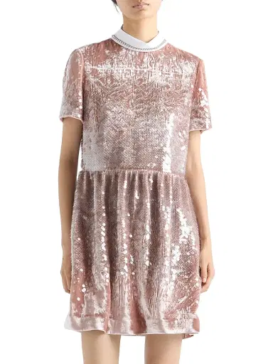 Prada Women's Sequined Velvet Mini-dress - Pink | Thumbnail 2 Prada Women's Sequined Velvet Mini-dress - Pink | Thumbnail 2
