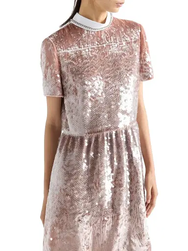 Prada Women's Sequined Velvet Mini-dress - Pink | Thumbnail 4 Prada Women's Sequined Velvet Mini-dress - Pink | Thumbnail 4