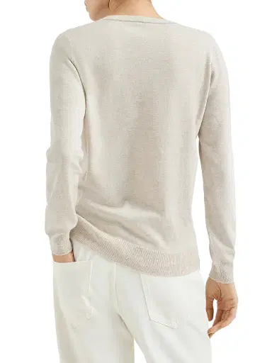 Brunello Cucinelli Women's Cashmere Sweater with Monili - Oyster - Size XL | Thumbnail 3 Brunello Cucinelli Women's Cashmere Sweater with Monili - Oyster - Size XL | Thumbnail 3