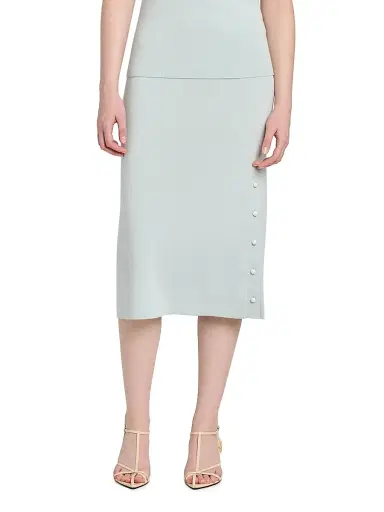 Jil Sander Women's Rib-Knit Merino Wool Pencil Skirt - Sky | Thumbnail 3 Jil Sander Women's Rib-Knit Merino Wool Pencil Skirt - Sky | Thumbnail 3