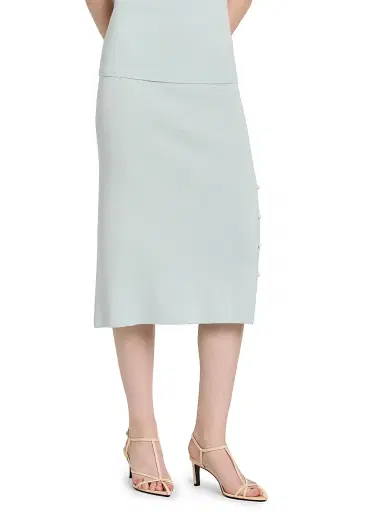 Jil Sander Women's Rib-Knit Merino Wool Pencil Skirt - Sky | Thumbnail 4 Jil Sander Women's Rib-Knit Merino Wool Pencil Skirt - Sky | Thumbnail 4