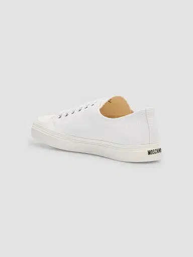 MOSCHINO Men's Edge Canvas Cap Toe Low-Top Sneakers - White | Thumbnail 4 MOSCHINO Men's Edge Canvas Cap Toe Low-Top Sneakers - White | Thumbnail 4