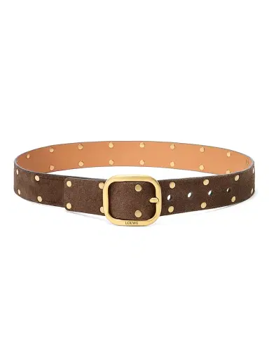 LOEWE Women's Studded Leather Belt - Wood Vintage Gold | Thumbnail 1 LOEWE Women's Studded Leather Belt - Wood Vintage Gold | Thumbnail 1