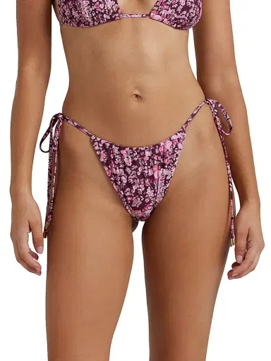 Peony Women's Tapestry Ruched Channel String Bikini Bottom - Viola - Size XL | Thumbnail 3 Peony Women's Tapestry Ruched Channel String Bikini Bottom - Viola - Size XL | Thumbnail 3