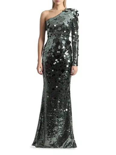 Zhivago Women's The Shimmer Is A Prism Sequined One-Shoulder Gown - Graphite | Thumbnail 3 Zhivago Women's The Shimmer Is A Prism Sequined One-Shoulder Gown - Graphite | Thumbnail 3