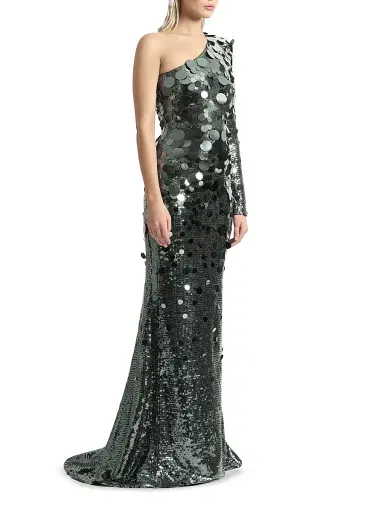 Zhivago Women's The Shimmer Is A Prism Sequined One-Shoulder Gown - Graphite | Thumbnail 4 Zhivago Women's The Shimmer Is A Prism Sequined One-Shoulder Gown - Graphite | Thumbnail 4