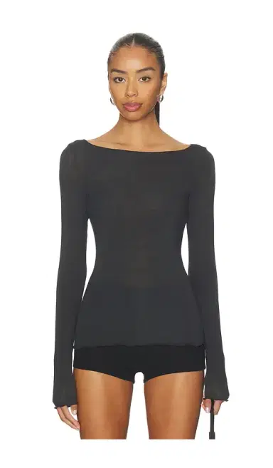 Skims Sheer Modal Long Sleeve Boat Neck T-shirt | Thumbnail 2 Skims Sheer Modal Long Sleeve Boat Neck T-shirt | Thumbnail 2