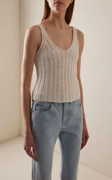 Khaite Val Ribbed Cotton-Blend Tank Top | Thumbnail 2 Khaite Val Ribbed Cotton-Blend Tank Top | Thumbnail 2