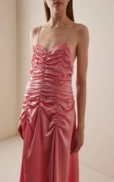 Khaite Raina Ruffled Silk Midi Dress | Thumbnail 3 Khaite Raina Ruffled Silk Midi Dress | Thumbnail 3