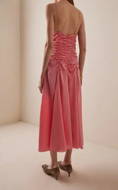 Khaite Raina Ruffled Silk Midi Dress | Thumbnail 4 Khaite Raina Ruffled Silk Midi Dress | Thumbnail 4