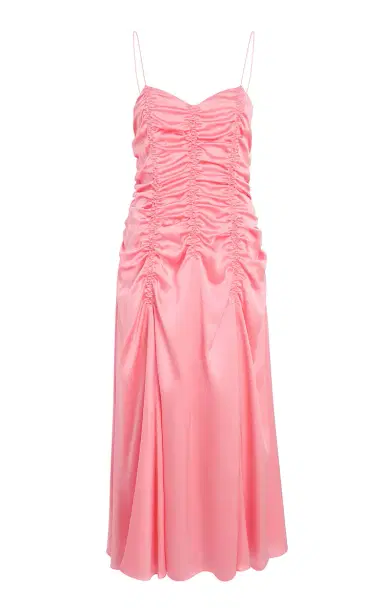 Khaite Raina Ruffled Silk Midi Dress | Thumbnail 1 Khaite Raina Ruffled Silk Midi Dress | Thumbnail 1