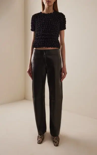 Khaite Mita Plonge Leather Straight-Leg Pants | Thumbnail 2 Khaite Mita Plonge Leather Straight-Leg Pants | Thumbnail 2