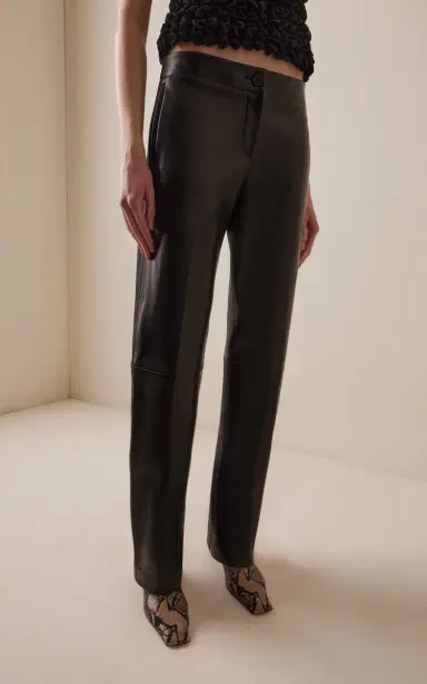 Khaite Mita Plonge Leather Straight-Leg Pants | Thumbnail 3 Khaite Mita Plonge Leather Straight-Leg Pants | Thumbnail 3