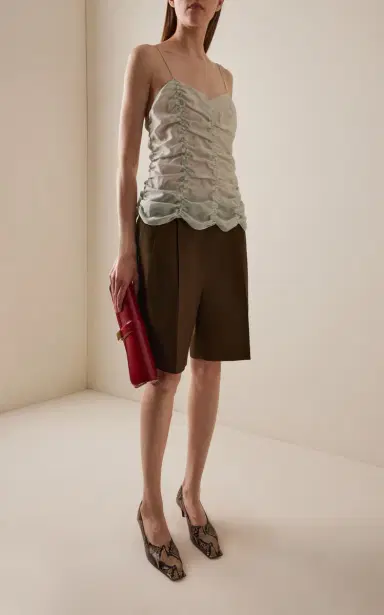 Khaite Auggie Wool-Silk Knee-Length Shorts | Thumbnail 2 Khaite Auggie Wool-Silk Knee-Length Shorts | Thumbnail 2