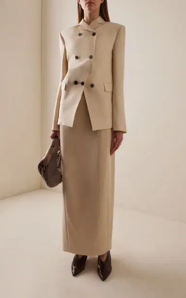 Khaite Rolo Draped Wool-Silk Cady Jacket | Thumbnail 3 Khaite Rolo Draped Wool-Silk Cady Jacket | Thumbnail 3