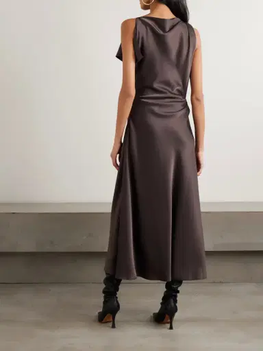 La Ligne Asymmetric Draped Satin Maxi Dress | Thumbnail 3 La Ligne Asymmetric Draped Satin Maxi Dress | Thumbnail 3