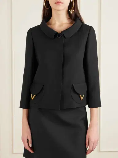 Valentino Garavani Button-detailed Embellished Wool And Silk-blend Crepe Jacket | Thumbnail 3 Valentino Garavani Button-detailed Embellished Wool And Silk-blend Crepe Jacket | Thumbnail 3