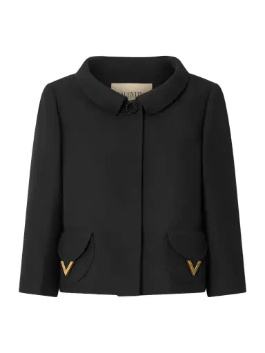 Valentino Garavani Button-detailed Embellished Wool And Silk-blend Crepe Jacket | Thumbnail 1 Valentino Garavani Button-detailed Embellished Wool And Silk-blend Crepe Jacket | Thumbnail 1