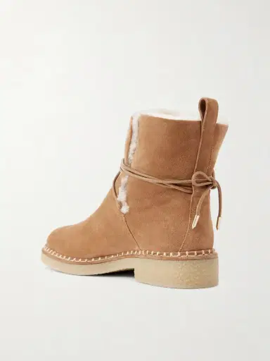 Aquazzura Megeve Lace-detailed Suede Shearling-lined Ankle Boots | Thumbnail 3 Aquazzura Megeve Lace-detailed Suede Shearling-lined Ankle Boots | Thumbnail 3