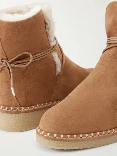 Aquazzura Megeve Lace-detailed Suede Shearling-lined Ankle Boots | Thumbnail 5 Aquazzura Megeve Lace-detailed Suede Shearling-lined Ankle Boots | Thumbnail 5