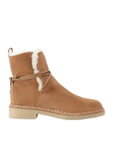 Aquazzura Megeve Lace-detailed Suede Shearling-lined Ankle Boots | Thumbnail 1 Aquazzura Megeve Lace-detailed Suede Shearling-lined Ankle Boots | Thumbnail 1